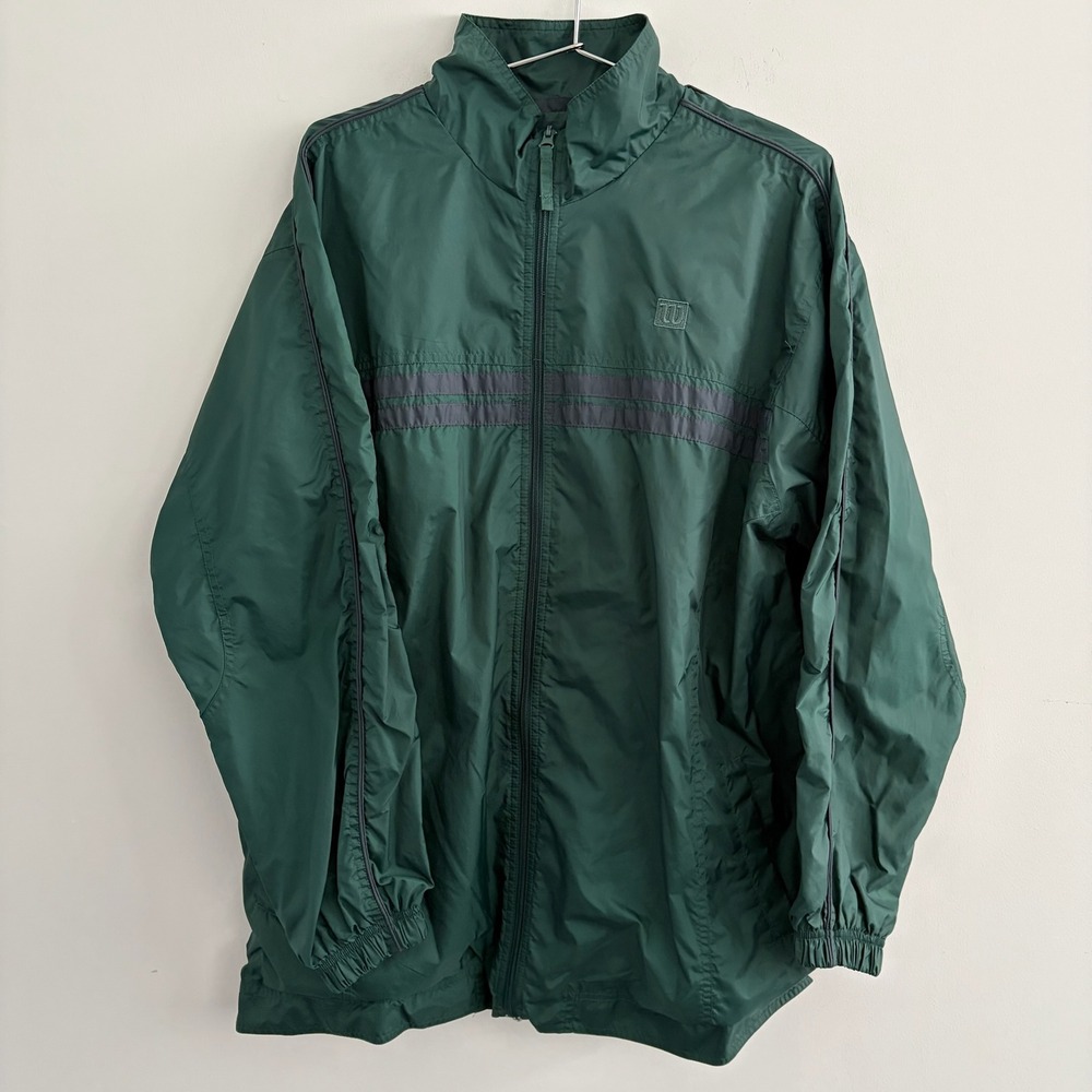 Wilson Mens Green Full Zip Windbreaker Track Jacket Large